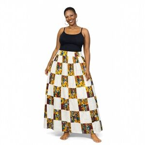 Long Maxi Skirt With Matching Scarf 100% Cotton One Size Womens Long Maxi Skirt